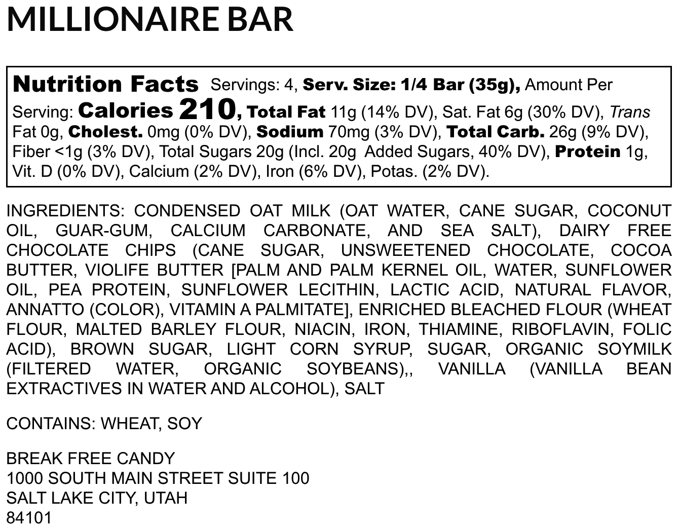 Vegan Millionaire Bar